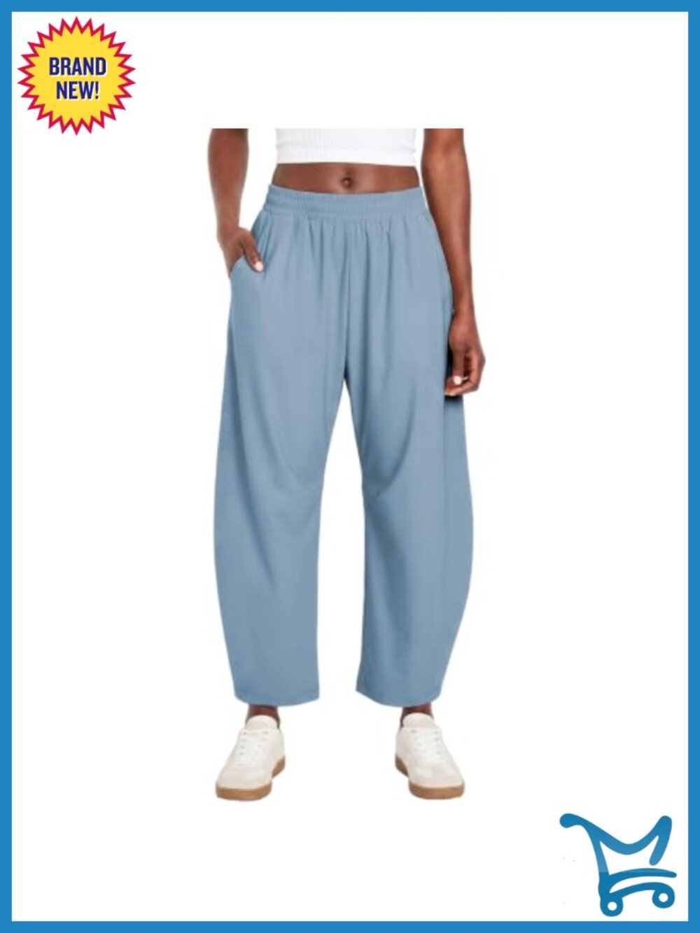 High Waisted Barrel Leg Ankle Pants Lightweight Baggy Hiking